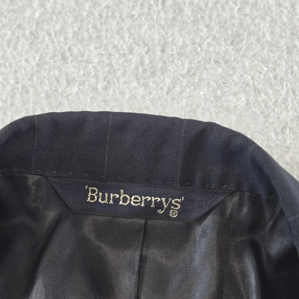 Vintage Burberrys Suit‎ Jacket Mens M Blue Striped Wool Single-Breasted 2 Button